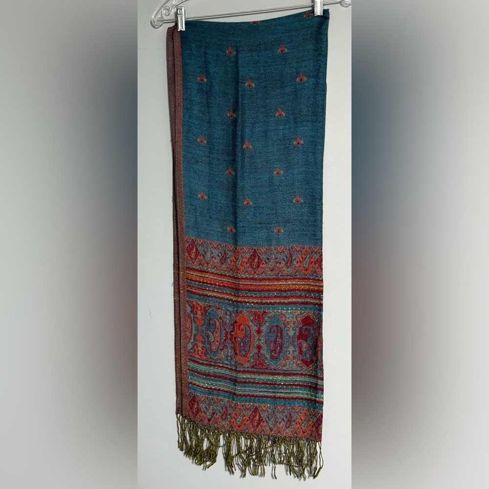 Pashmina- Multi-Colored Paisley Design Wrap/Scarf w/Tassels
